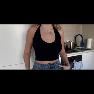 Garage Black Halter Crop Top